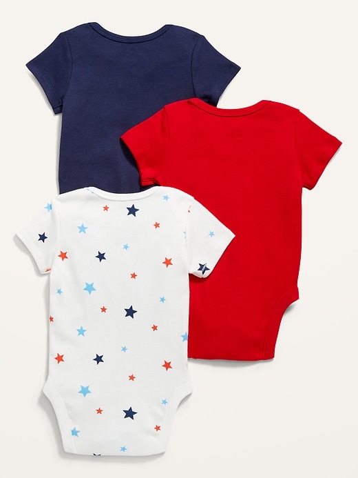 View large product image 2 of 3. Unisex Short-Sleeve Bodysuit 3-Pack for Baby