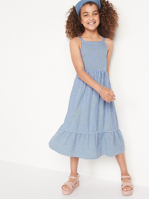 View large product image 1 of 3. Sleeveless Striped Fit & Flare Midi Dress for Girls