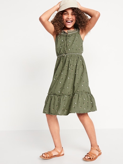 Sleeveless Printed Cinched-Waist Dress for Girls | Old Navy