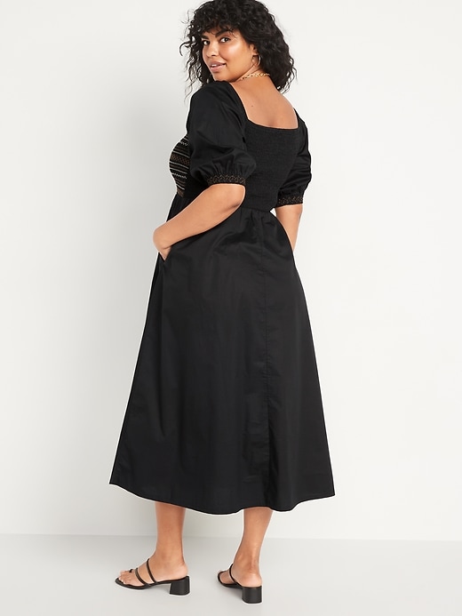 Image number 6 showing, Fit & Flare Off-the-Shoulder Cotton-Poplin Smocked Maxi Dress for Women