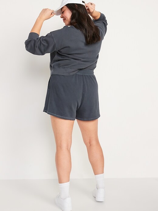 Image number 8 showing, Extra High-Waisted Vintage Logo-Graphic Sweat Shorts -- 3-inch inseam