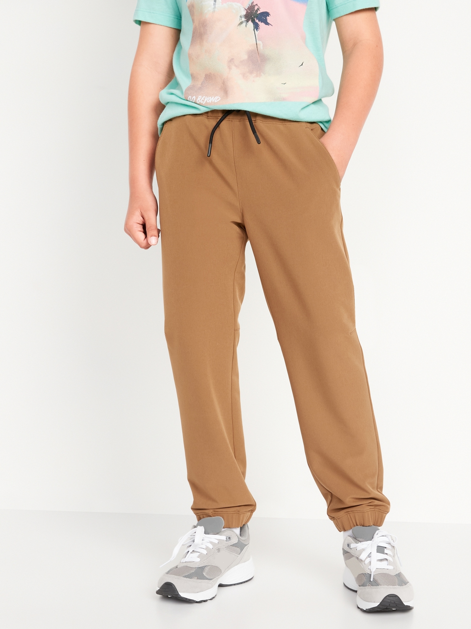 Old Navy StretchTech Jogger Performance Pants for Boys brown. 1