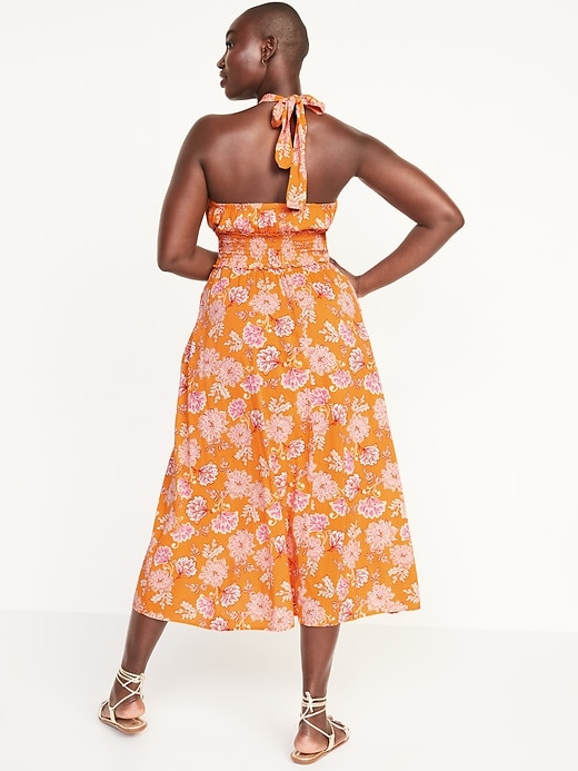 Image number 6 showing, Fit & Flare Sleeveless Halter Floral-Print Maxi Dress