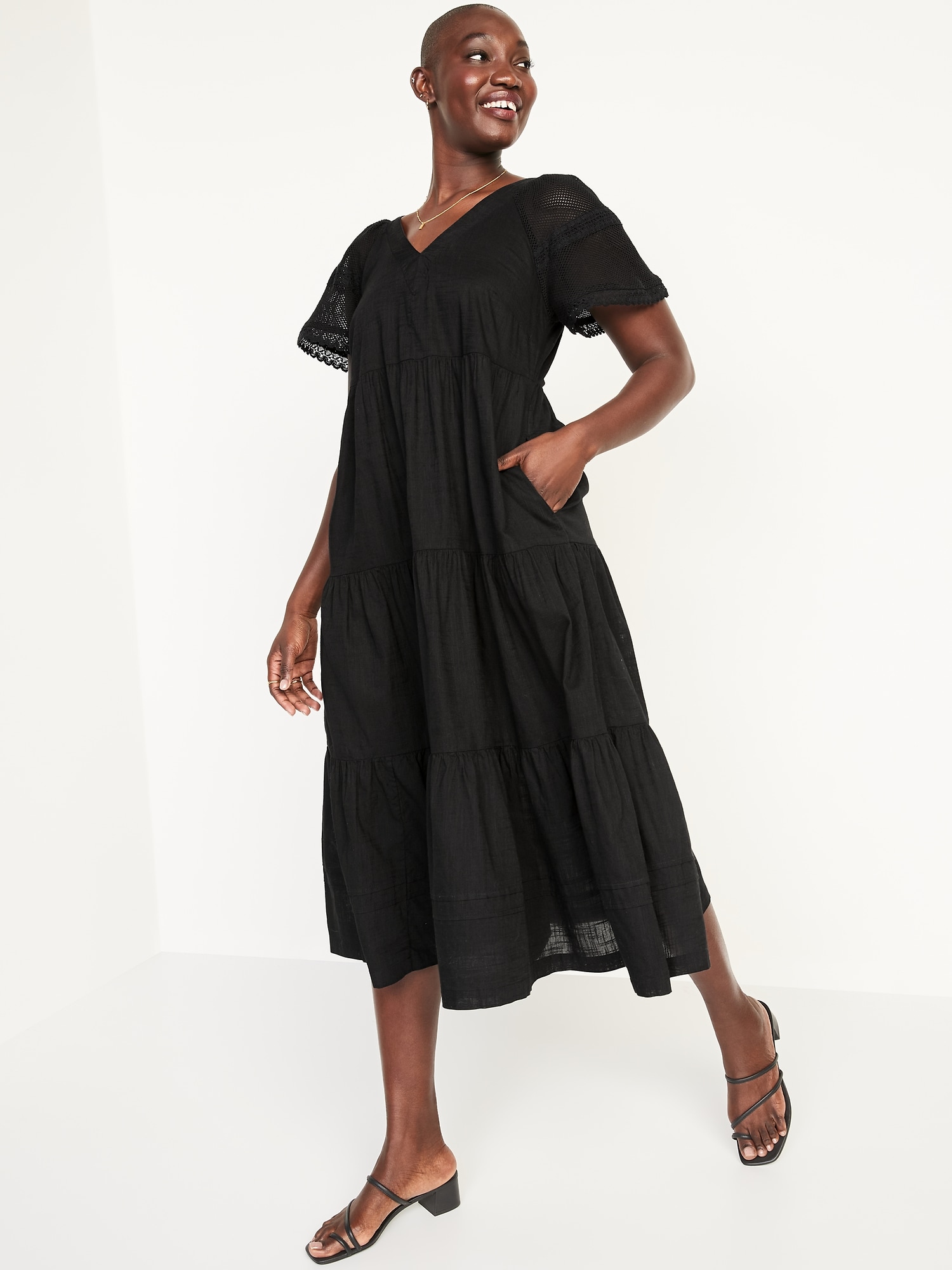 Old Navy Women's Black Lace Up Swing Dress Size 3X 