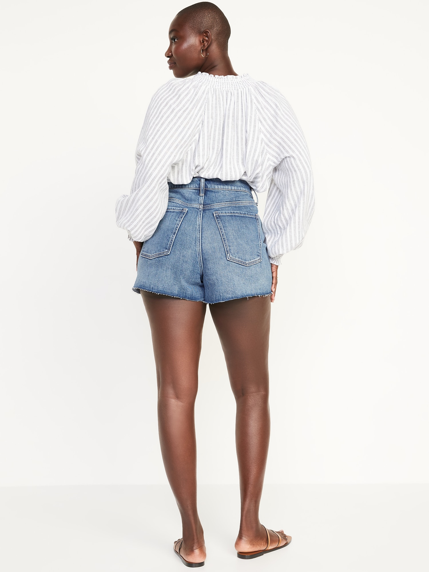 High waisted outlet denim shorts ripped