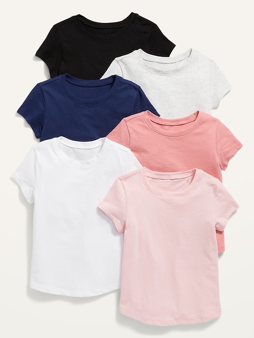 View large product image 1 of 2. Crew Neck T-Shirt 6-Pack for Toddler Girls