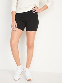 Image number 1 showing, High-Waisted Jersey Biker Shorts -- 6-inch inseam