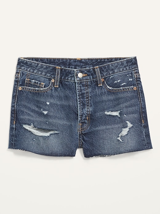 Image number 3 showing, High-Waisted Button-Fly OG Straight Cut-Off Non-Stretch Jean Shorts -- 1.5-inch inseam