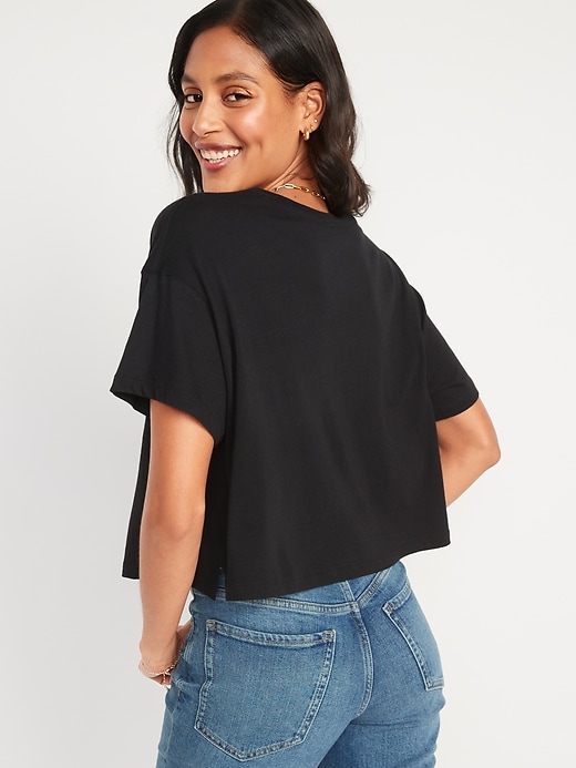 Image number 2 showing, Oversized Cropped Pocket T-Shirt for Women