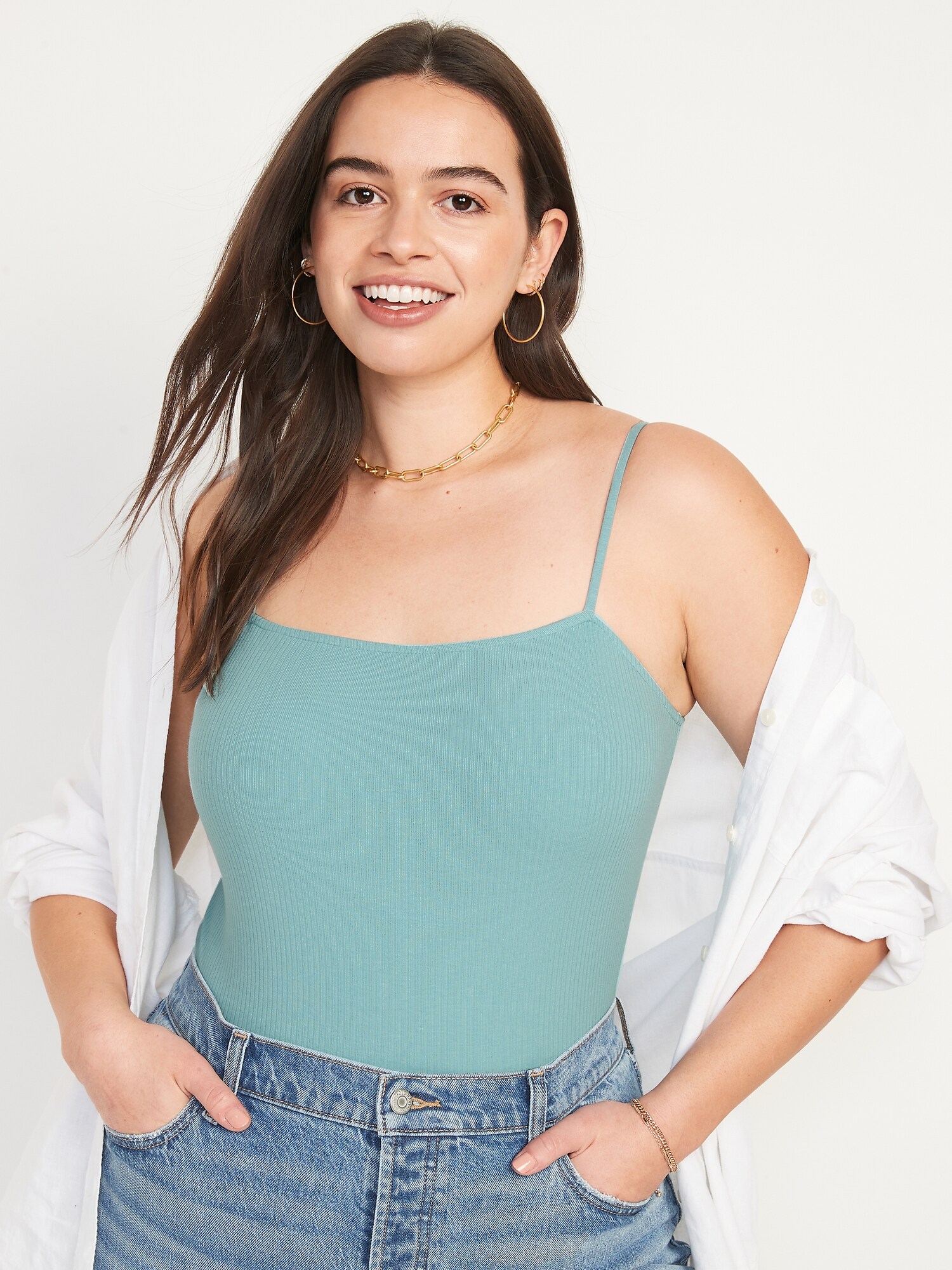 Fitted Cami Rib-Knit Bodysuit | Old Navy