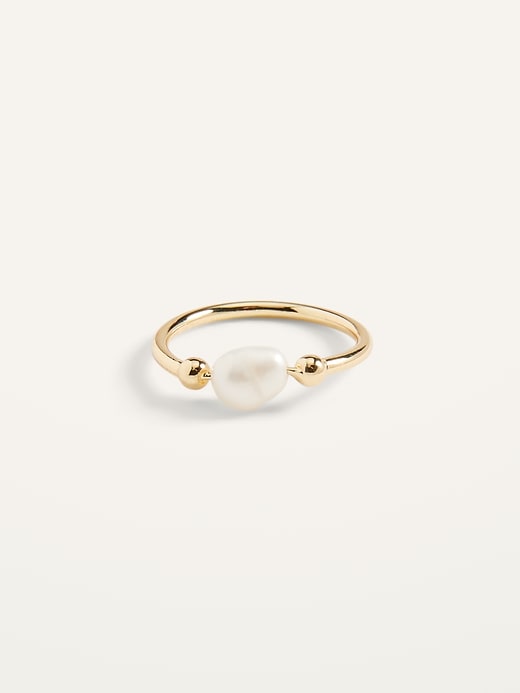 View large product image 1 of 1. Real Gold-Plated Freshwater Pearl Ring for Women