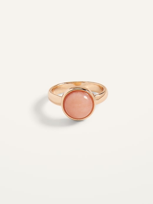 Gold-Toned Pink Aventurine Cocktail Ring for Women