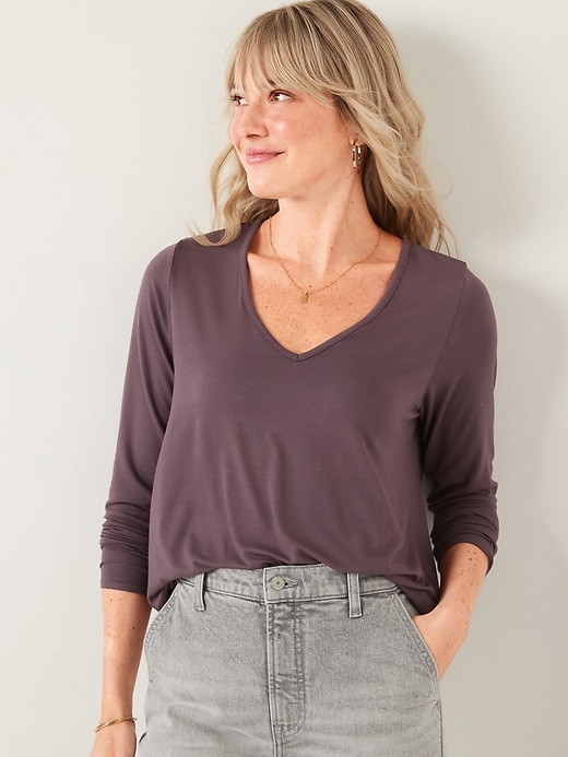 Oldnavy Luxe V-Neck Long-Sleeve T-Shirt for Women