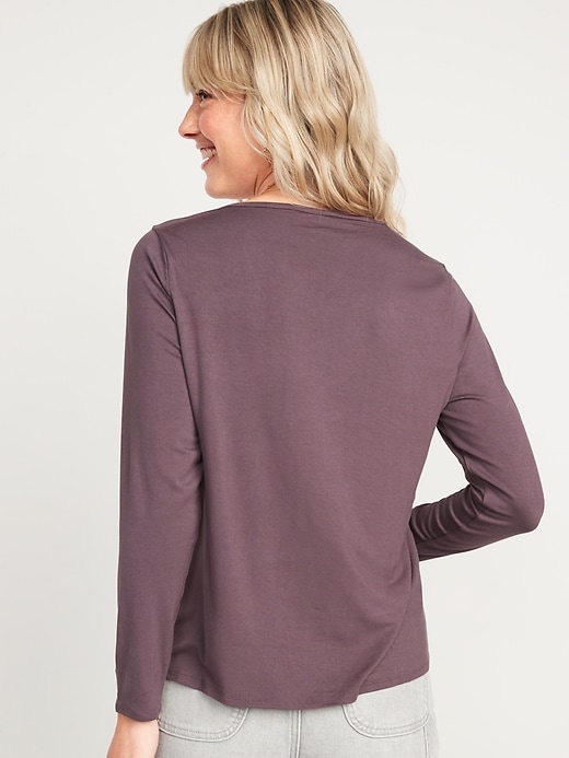 Image number 2 showing, Luxe V-Neck Long-Sleeve T-Shirt for Women
