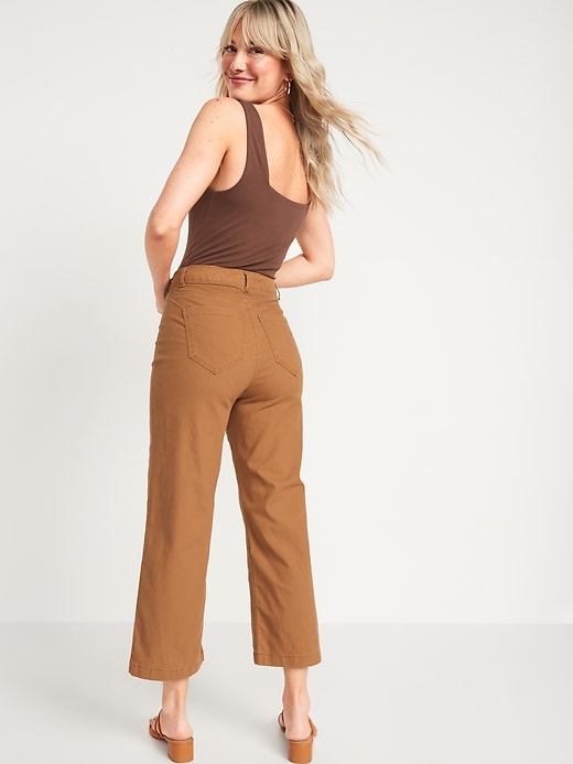 Image number 2 showing, High-Waisted Cropped Wide-Leg Pants for Women