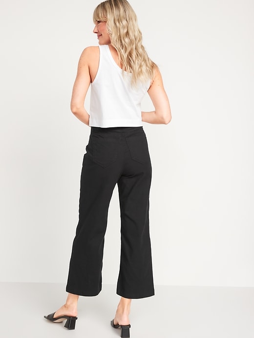 Image number 2 showing, High-Waisted Cropped Wide-Leg Pants