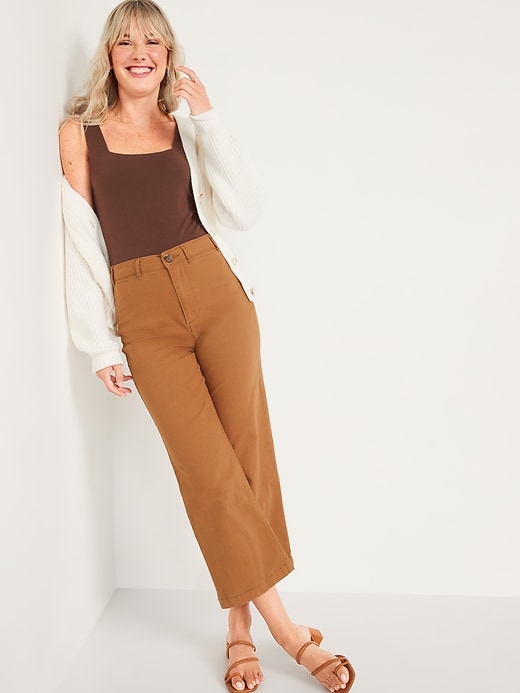 Image number 3 showing, High-Waisted Cropped Wide-Leg Pants for Women