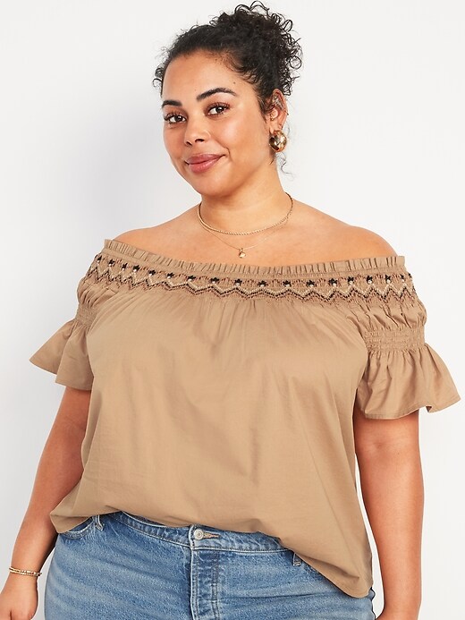 Smocked Off-the-Shoulder Flutter-Sleeve Top | Old Navy