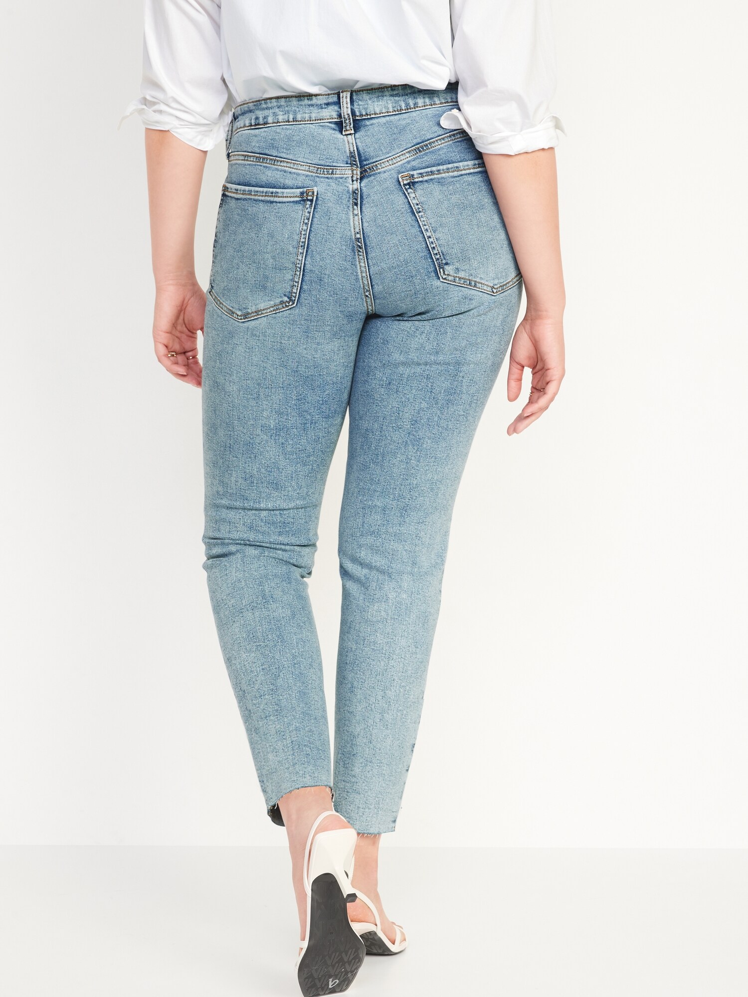 High-Waisted O.G. Straight Ripped Cut-Off Ankle Jeans for Women | Old Navy
