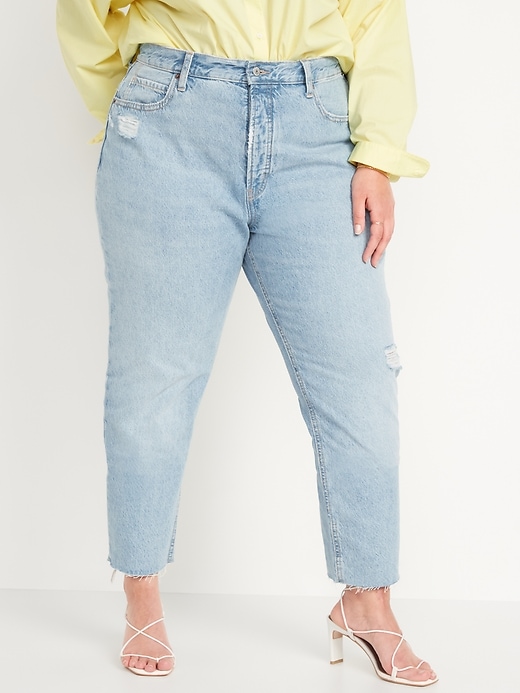 Image number 7 showing, Extra High-Waisted Button-Fly Non-Stretch Straight Jeans for Women