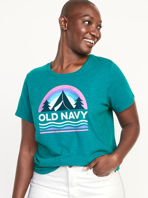 Slub-Knit Logo Graphic T-Shirt for Women | Old Navy