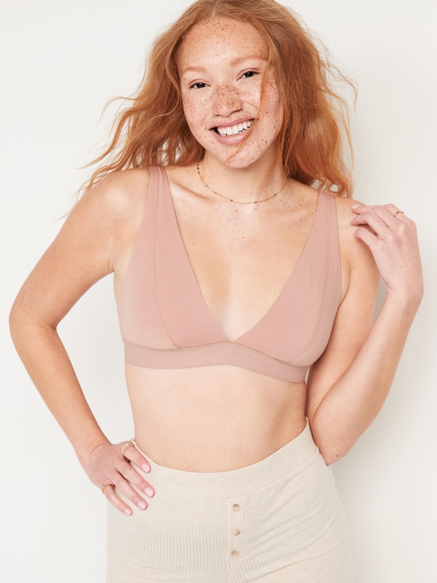 Old Navy Supima® Cotton-Blend Plunge Bralette Top for Women multi. 1