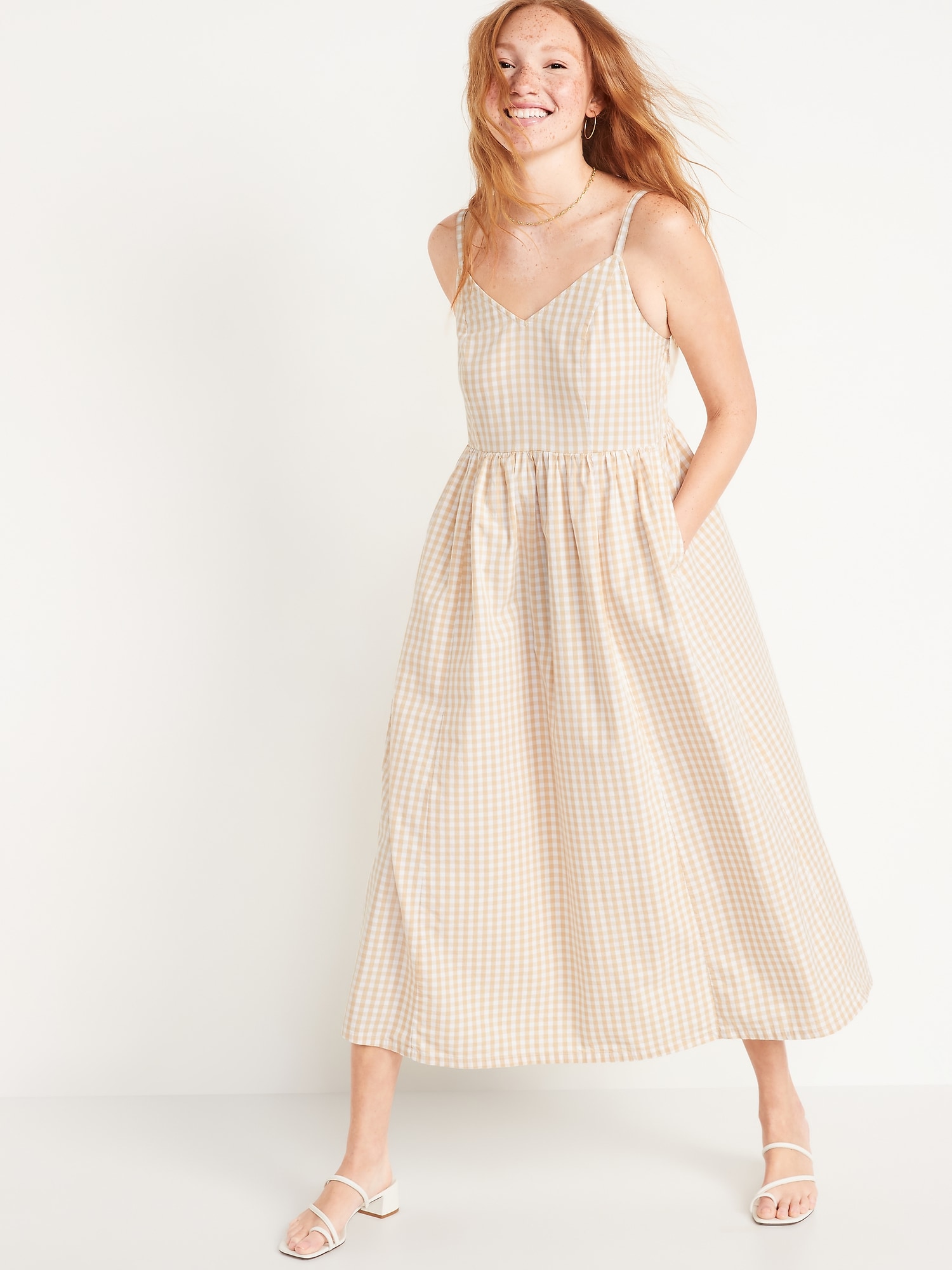 Cotton-Poplin Cami Maxi Swing Dress | Old Navy