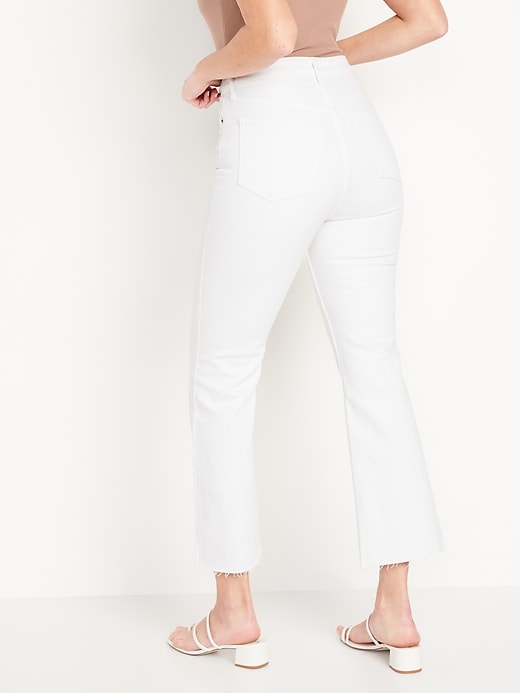 Image number 2 showing, Higher High-Waisted Cropped White-Wash Cut-Off Flare Jeans for Women