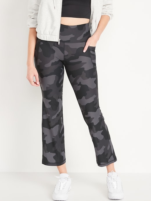 Image number 1 showing, High-Waisted PowerSoft Side-Pocket 7/8 Flare Pants
