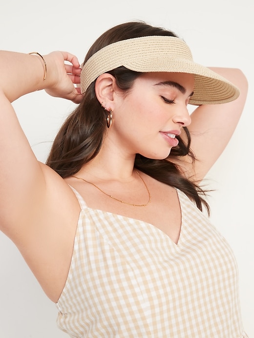 View large product image 1 of 3. Straw Visor Sun Hat for Women