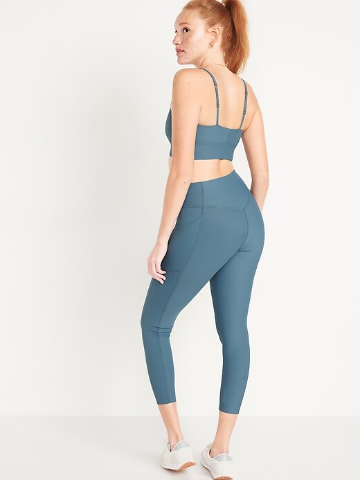 Image number 2 showing, High-Waisted PowerSoft Rib-Knit Side-Pocket 7/8-Length Leggings for Women