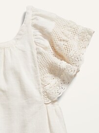 View large product image 3 of 3. Ruffled Crochet-Sleeve Mini Dress for Toddler Girls