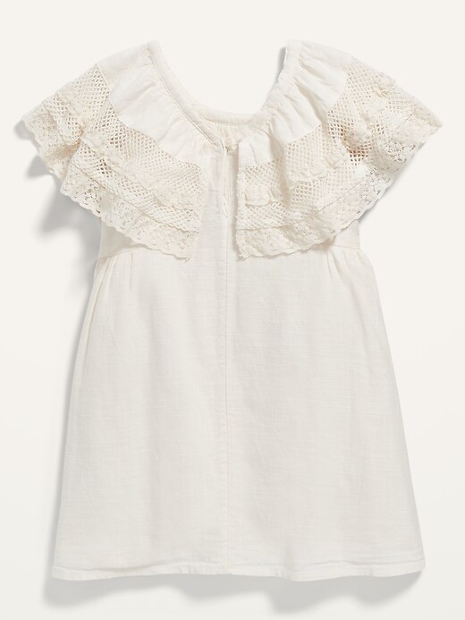 View large product image 2 of 3. Ruffled Crochet-Sleeve Mini Dress for Toddler Girls