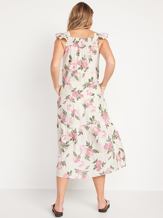 Flutter-Sleeve Floral Smocked Midi Swing Dress for Women | Old Navy