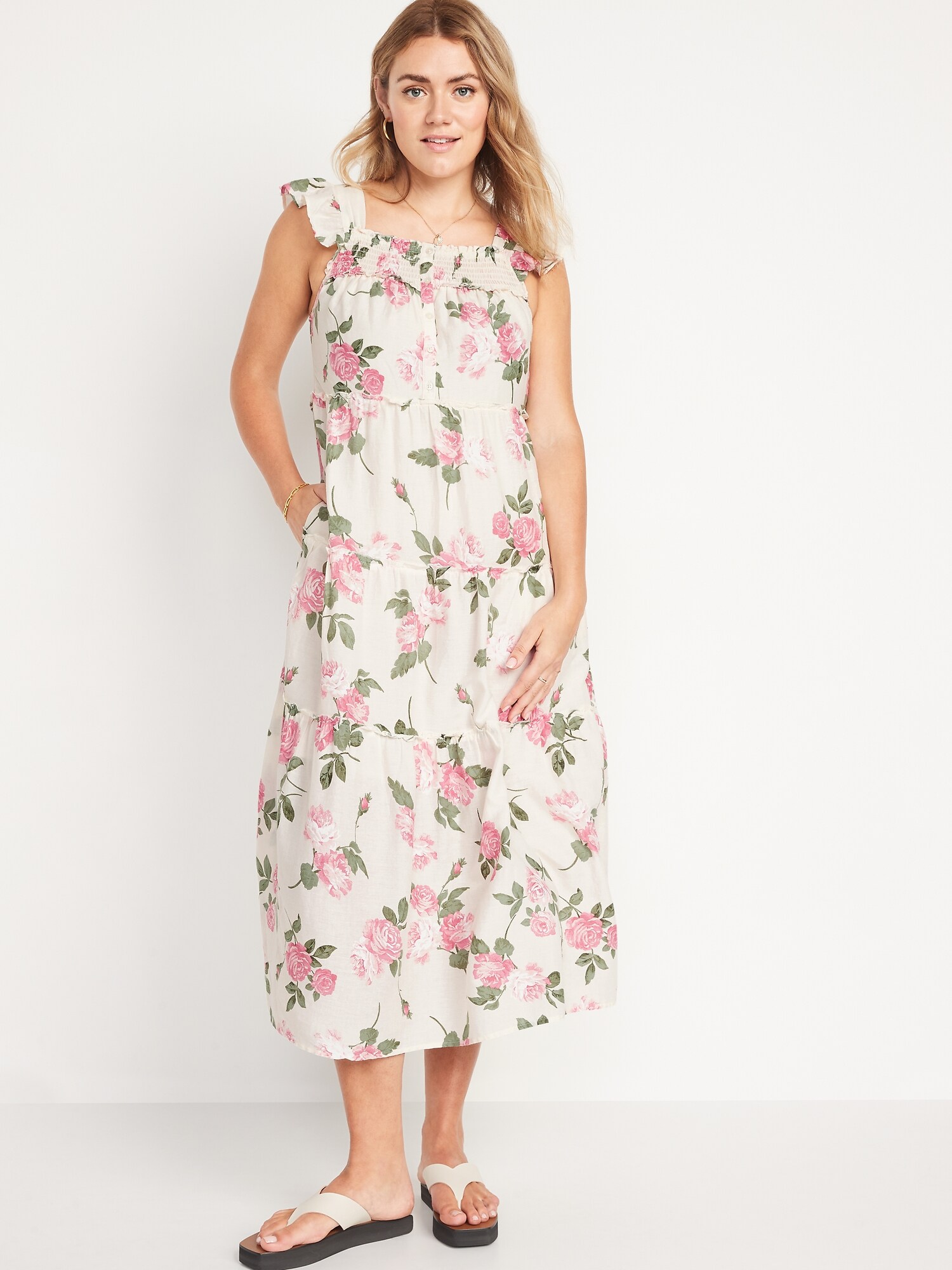 old navy floral smocked dress