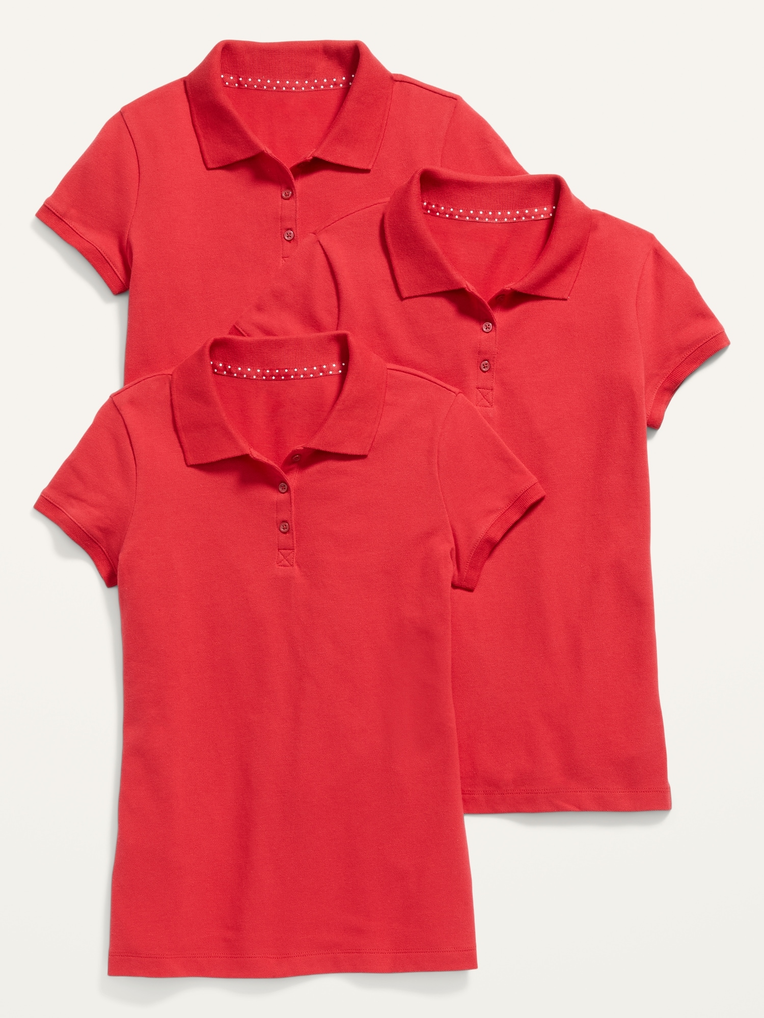 Old Navy Uniform Pique Polo Shirt 3-Pack for Girls red. 1