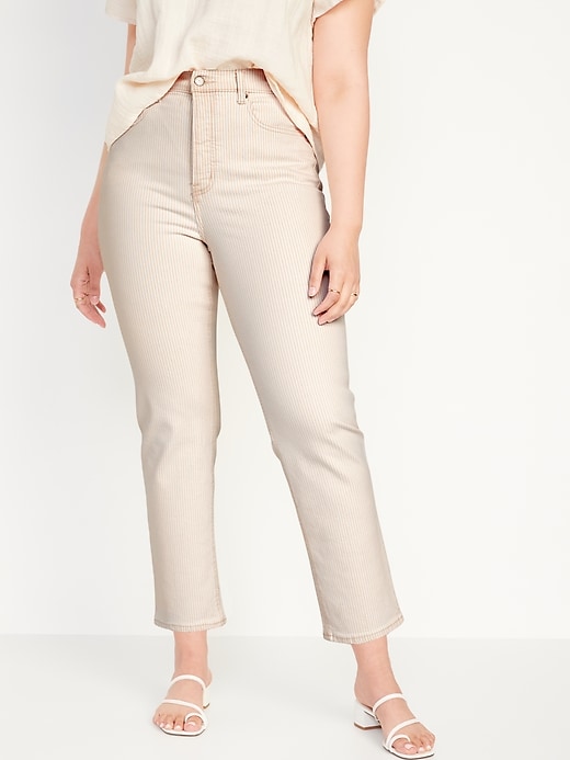 Image number 5 showing, Extra High-Waisted Button-Fly Sky-Hi Straight Striped Jeans for Women