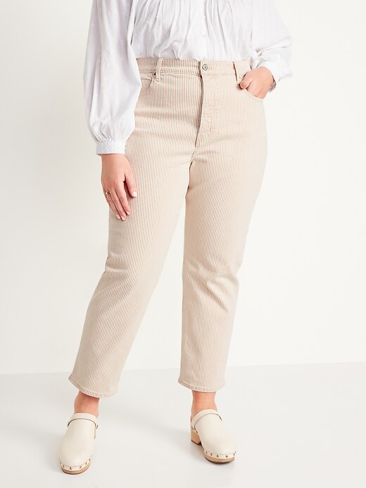 Image number 7 showing, Extra High-Waisted Button-Fly Sky-Hi Straight Striped Jeans for Women