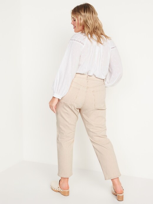 Image number 8 showing, Extra High-Waisted Button-Fly Sky-Hi Straight Striped Jeans for Women