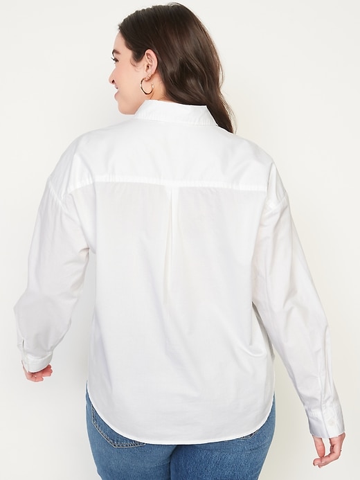 Image number 6 showing, Long-Sleeve Cropped Boyfriend Shirt for Women