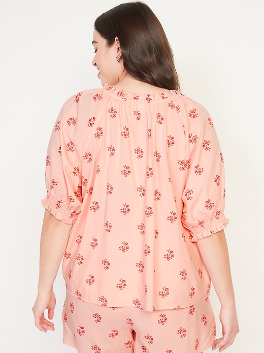 Image number 6 showing, Puff-Sleeve Floral Swing Pajama Top