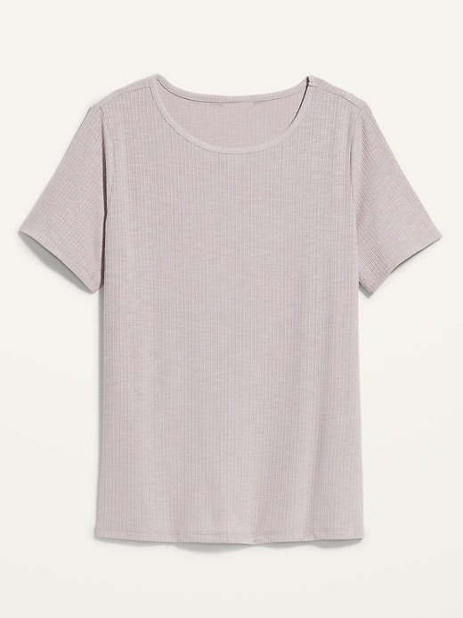 Image number 4 showing, Short-Sleeve Luxe Crew-Neck Rib-Knit T-Shirt