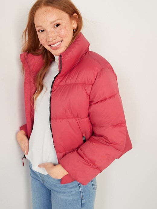 Image number 1 showing, Water-Resistant Frost Free Short Puffer Jacket for Women