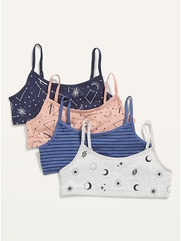 Patterned Cami Bra 4-Pack for Girls