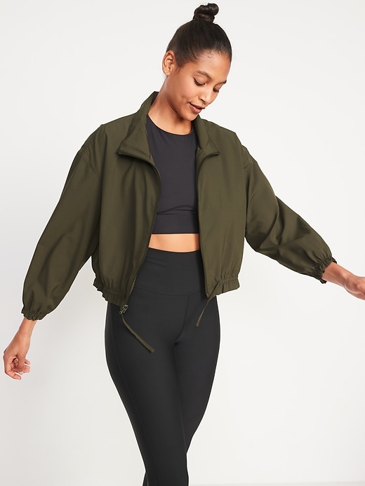 Image number 1 showing, StretchTech Loose Cropped Full-Zip Jacket