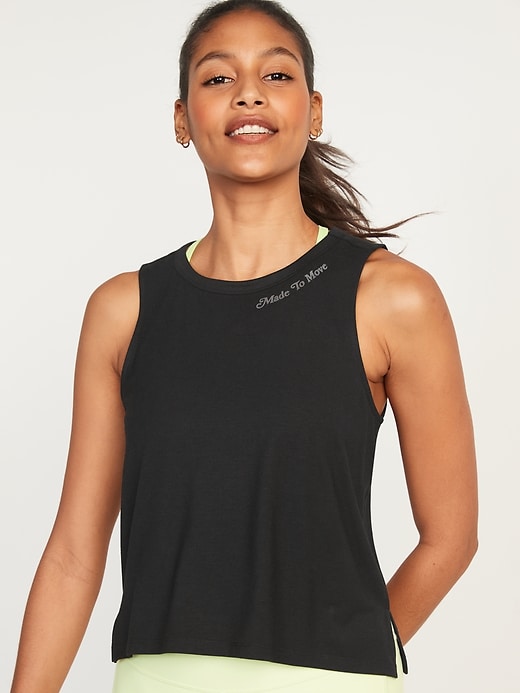 Image number 1 showing, UltraLite Sleeveless Cropped Graphic T-Shirt