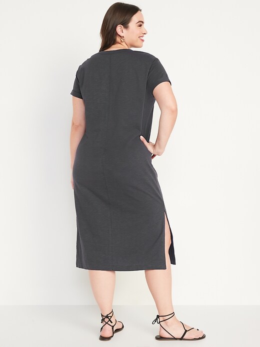 Image number 6 showing, Short-Sleeve Henley T-Shirt Midi Shift Dress for Women