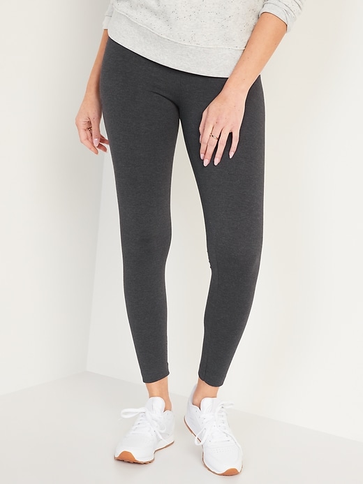 View large product image 1 of 8. High-Waisted Jersey Ankle Leggings
