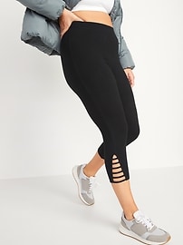 View large product image 5 of 8. High Waisted Cropped Lattice-Hem Leggings for Women