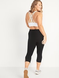 View large product image 6 of 8. High Waisted Cropped Lattice-Hem Leggings for Women